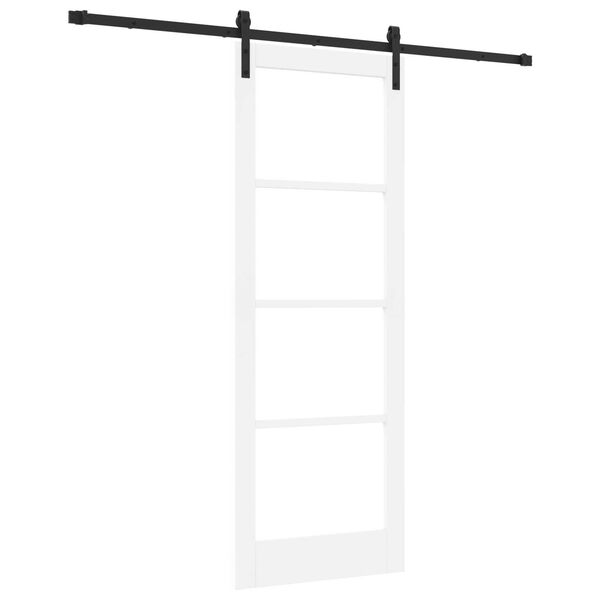 vidaXL Skjutdörr ORKDAL Vit 78 x 211 cm Massivt tallträ och glas
