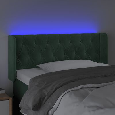vidaXL Sänggavel LED mörkgrön 103x16x78/88 cm sammet