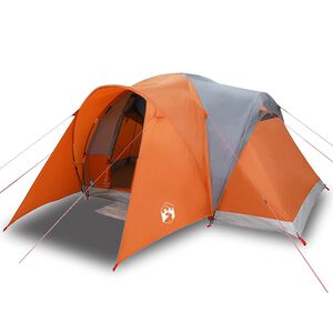 vidaXL Familjet&auml;lt kupol 6 person gr&aring; och orange vattent&auml;tt