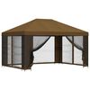 vidaXL Tr&auml;dg&aring;rdsgazebo med sidov&auml;ggar 4 &times; 3 m Taupe Polyester och St&aring;l