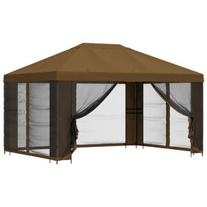 vidaXL Tr&auml;dg&aring;rdsgazebo med sidov&auml;ggar 4 &times; 3 m Taupe Polyester och St&aring;l