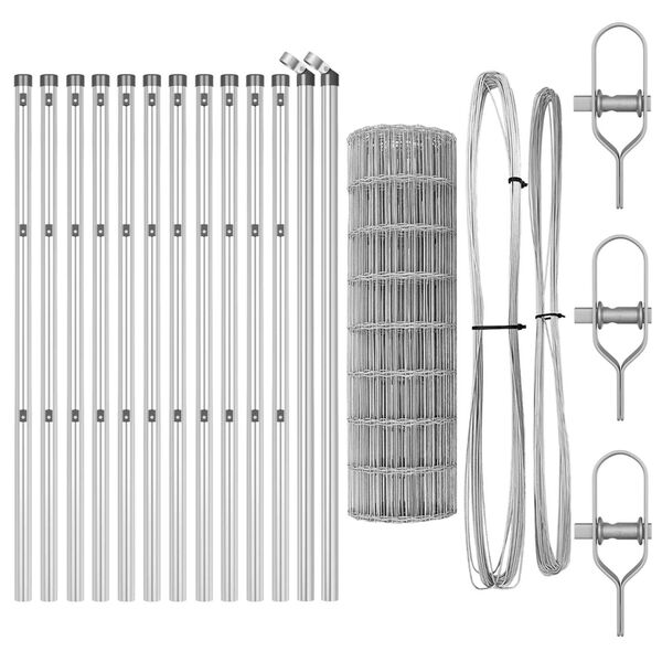vidaXL St&auml;ngsel med stolpe Silver 0,6 x 25 m St&aring;l och PVC