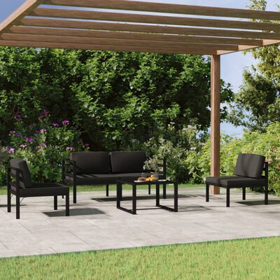 vidaXL Loungegrupp för trädgården 5 delar med dynor aluminium antracit