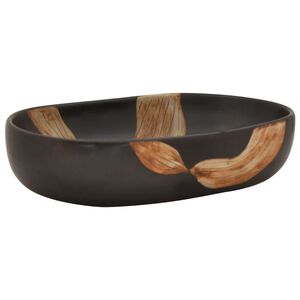 vidaXL Handfat svart oval 59x40x14 cm keramik