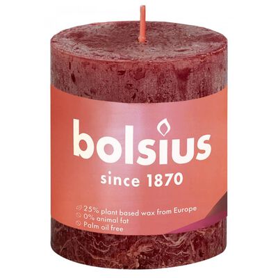 Bolsius Rustika blockljus 6-pack 80x68 mm sammetsröd