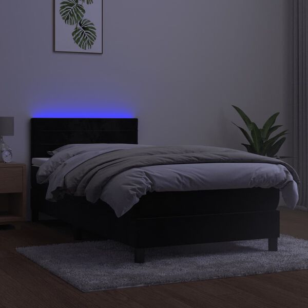 vidaXL Res&aring;rs&auml;ng med madrass och LED svart 100x200 cm sammet