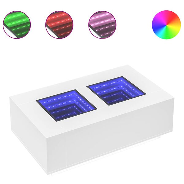 vidaXL Soffbord med Infinity LEDs vit 116x69x40 cm