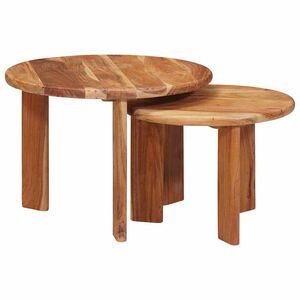 vidaXL Nesting Kaffe Bord 2 st Brun &Oslash; 50 x 40 cm Massivt Akaciatr&auml;