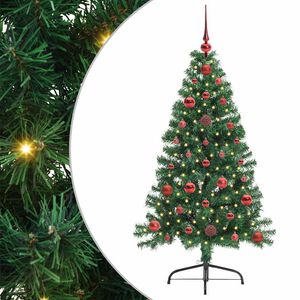 vidaXL Konstgjord F&ouml;rbelyst Julgran med 150 LED-lampor Gr&ouml;n 120 cm PVC