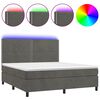 vidaXL Rams&auml;ng med madrass & LED m&ouml;rkgr&aring; 180x200 cm sammet