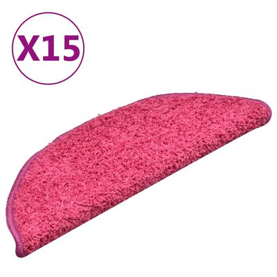 vidaXL Trappstegsmattor 15 st rosa 56x17x3 cm