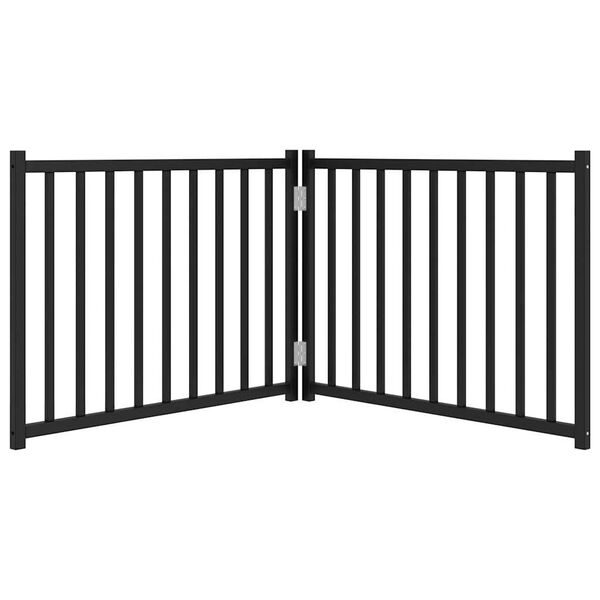 vidaXL Hundgrind hopf&auml;llbar 2 paneler svart 160 cm massivt grantr&auml;