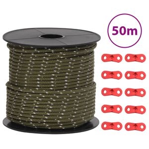 vidaXL T&auml;ltlina med reflekterande remsor och f&auml;sten 50 m 4 mm