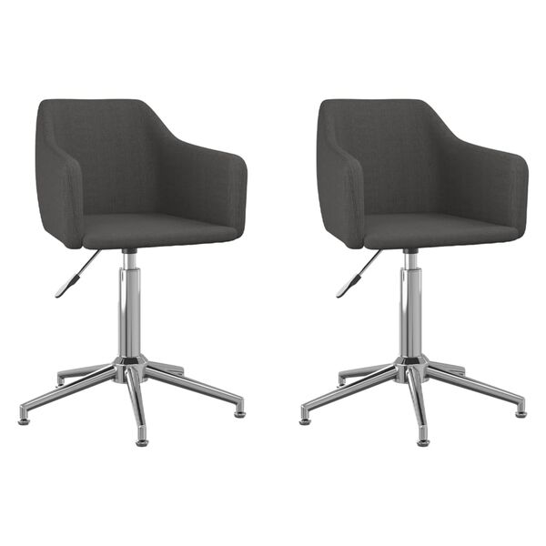 vidaXL Snurrbara matstolar 2 st mörkgrå tyg