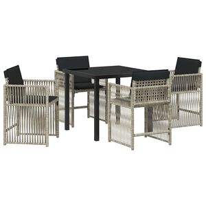 vidaXL Tr&auml;dg&aring;rdsm&ouml;belset 5 pcs Ljusgr&aring; konstrotting