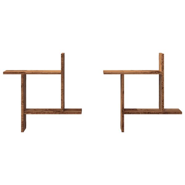 vidaXL Vägghyllor 2 st åldrat trä 50x12x50 cm konstruerat trä