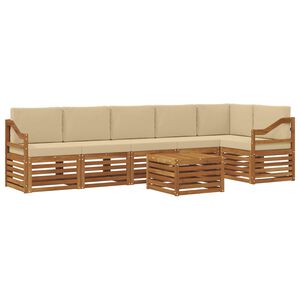 vidaXL Utomhussoffset 7 st Naturlig och Beige Polyester