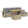 vidaXL Soffgrupp f&ouml;r tr&auml;dg&aring;rden med dynor 6 delar beige konstrotting