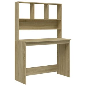 vidaXL Skrivbord med hyllor sonoma-ek 102x45x148 cm konstruerat tr&auml;