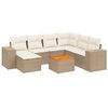 vidaXL Matgrupp f&ouml;r tr&auml;dg&aring;rden med dynor 8 delar beige konstrotting