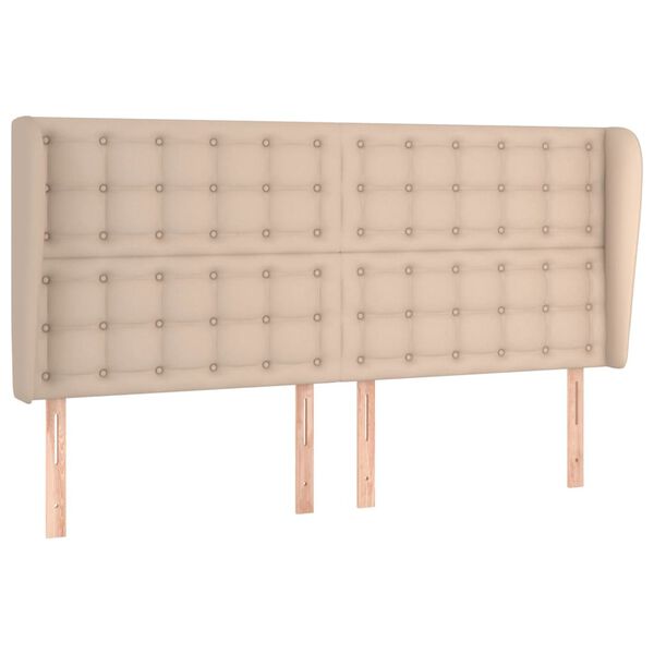 vidaXL S&auml;nggavel med kanter cappuccino 183x23x118/128 cm konstl&auml;der