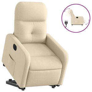 vidaXL Elektrisk reclinerf&aring;t&ouml;lj med uppresningshj&auml;lp gr&auml;ddvit tyg