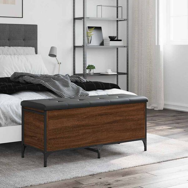 vidaXL F&ouml;rvaringsb&auml;nk brun ek 102x42x45 cm konstruerat tr&auml;