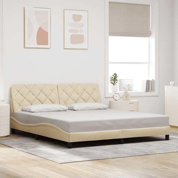 vidaXL Bed Frame without Mattress Cream 180x200 cm Fabric