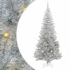 vidaXL Julgran med 300 LED-lampor med stativ Silver 240 cm PET