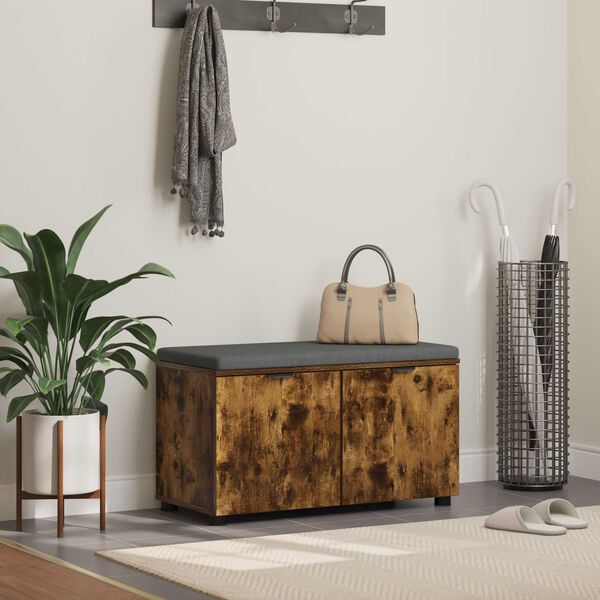 vidaXL Hallb&auml;nk med kudde med lagring med d&ouml;rr R&ouml;kt ek 80 x 46 x 46 cm