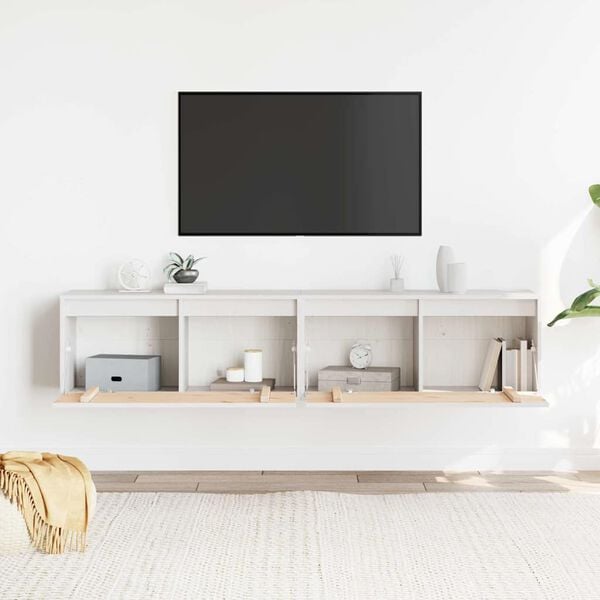 vidaXL V&auml;ggsk&aring;p 2 st vit 80x30x35 cm massiv furu