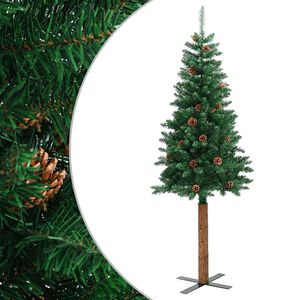 vidaXL Smal plastgran med &auml;kta tr&auml; och kottar gr&ouml;n 210 cm PVC