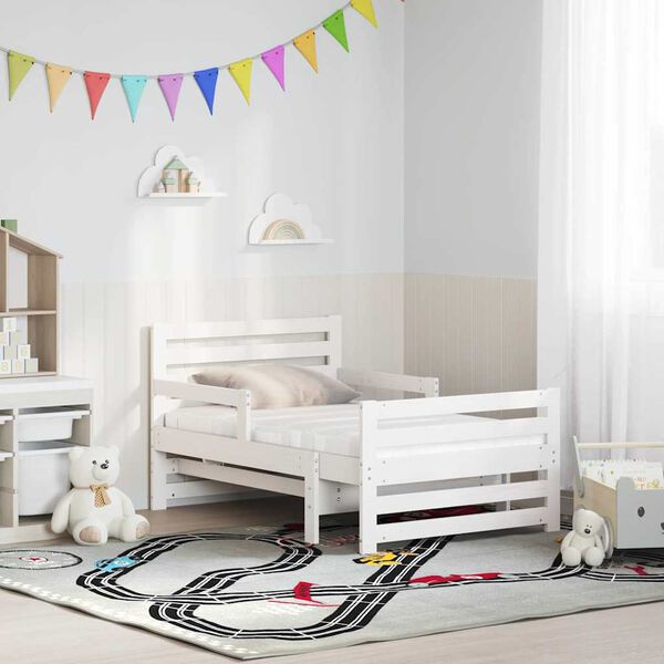 vidaXL S&auml;ngram med madrass med huvudgavel Vit 80 x 200 cm Massiv furu