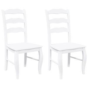 vidaXL Matstolar 2 st vitt massivt trä gummi