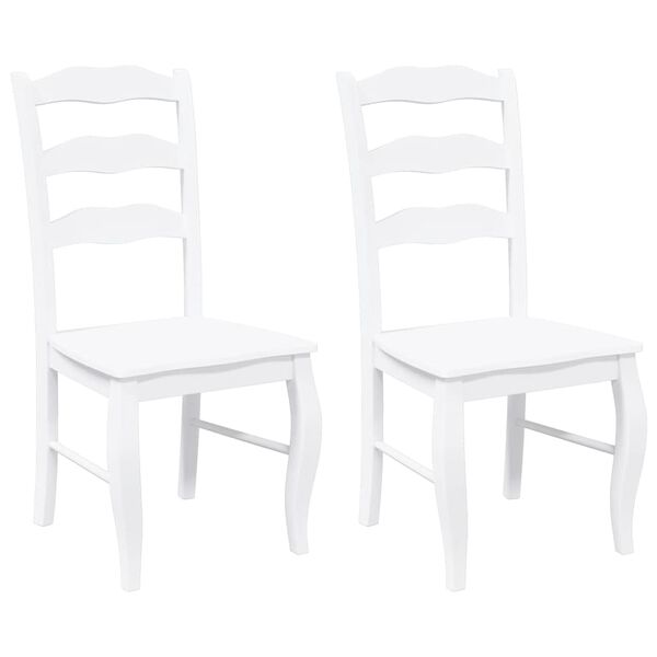 vidaXL Matstolar 2 st vitt massivt trä gummi