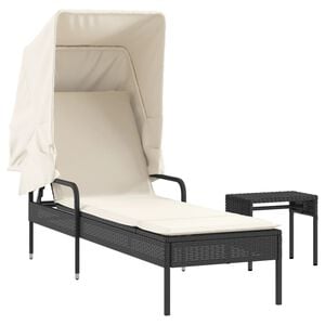 vidaXL Sols&auml;ng med tak och bord svart konstrotting