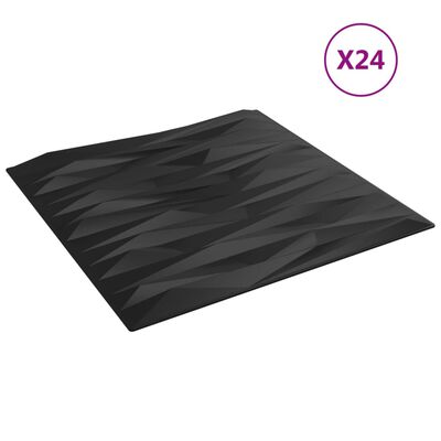 vidaXL Väggpaneler 24 st svart 50x50 cm XPS 6 m² sten