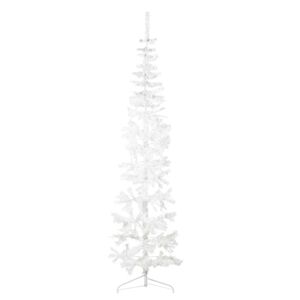 vidaXL Smal halv plastgran med stativ vit 210 cm