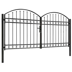 vidaXL Staketgrind ASSEN dubbeld&ouml;rr med v&auml;lvd topp st&aring;l 300x125 cm