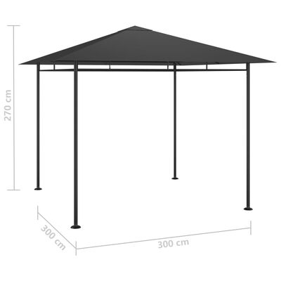 vidaXL Paviljong 3x3x2,7 m antracit 180 g/m²