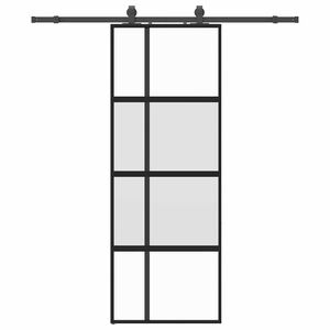 vidaXL Skjutd&ouml;rr med beslag svart 76x205 cm h&auml;rdat glas