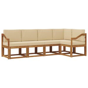 vidaXL Utomhussoffset med kudde 5 pcs Naturlig och Beige