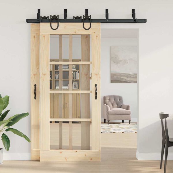 vidaXL Skjutdörrsbeslag 183 cm stål svart