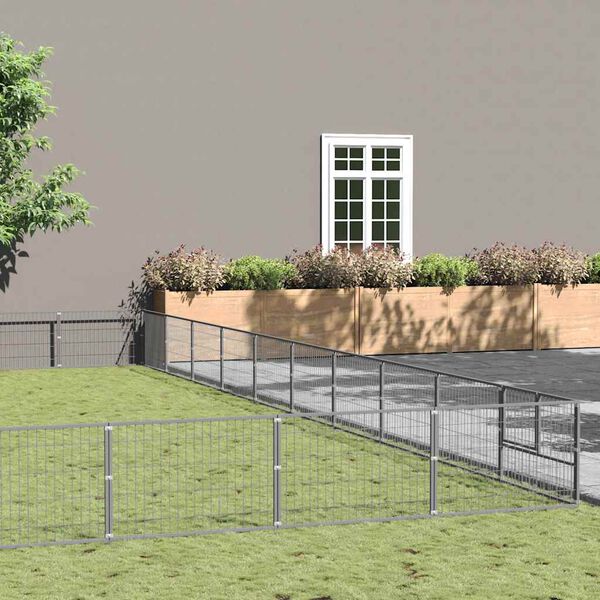 vidaXL Hundg&aring;rd silver 100 m&sup2; st&aring;l