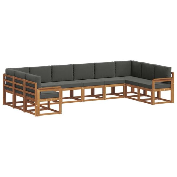 vidaXL Utomhussoffset med kudde 10 pcs Naturlig och Antracit