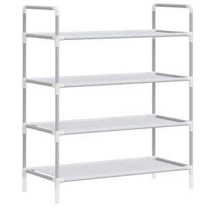 vidaXL Skohylla med 4 hyllor metall och non-woven tyg silver
