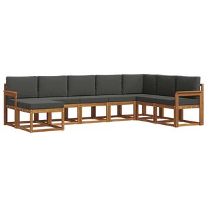 vidaXL Utomhussoffset med kudde 8 pcs Naturlig och Antracit