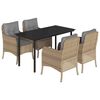 vidaXL Matgrupp f&ouml;r tr&auml;dg&aring;rden med dynor 5 delar beige konstrotting