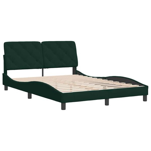 vidaXL Bed Frame without Mattress Dark Green 140x190 cm Velvet
