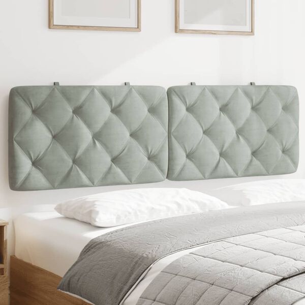vidaXL Headboard Cushion Light Grey 160 cm Velvet